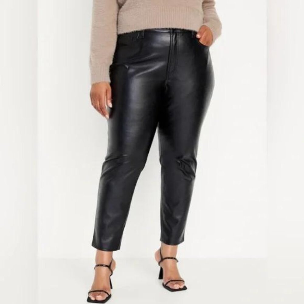 NWT Old Navy High-Waisted OG Straight Faux-Leather Ankle Pants - Picture 7 of 8
